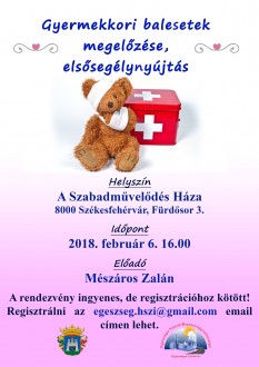 Gyermekkori balesetek megelőzéséről és az elsősegélynyújtásról lesz szó ma este